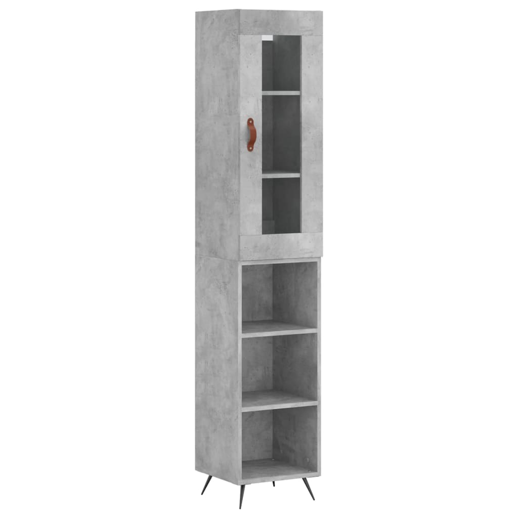 vidaXL Highboard betonggrå 34,5x34x180 cm konstruert tre