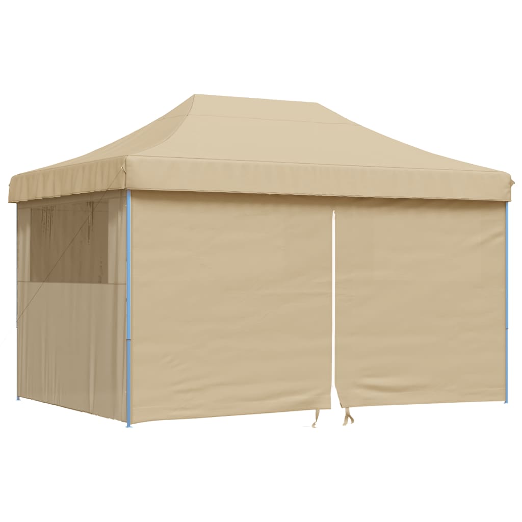 vidaXL Sammenleggbart partytelt pop-up med 4 sidevegger beige