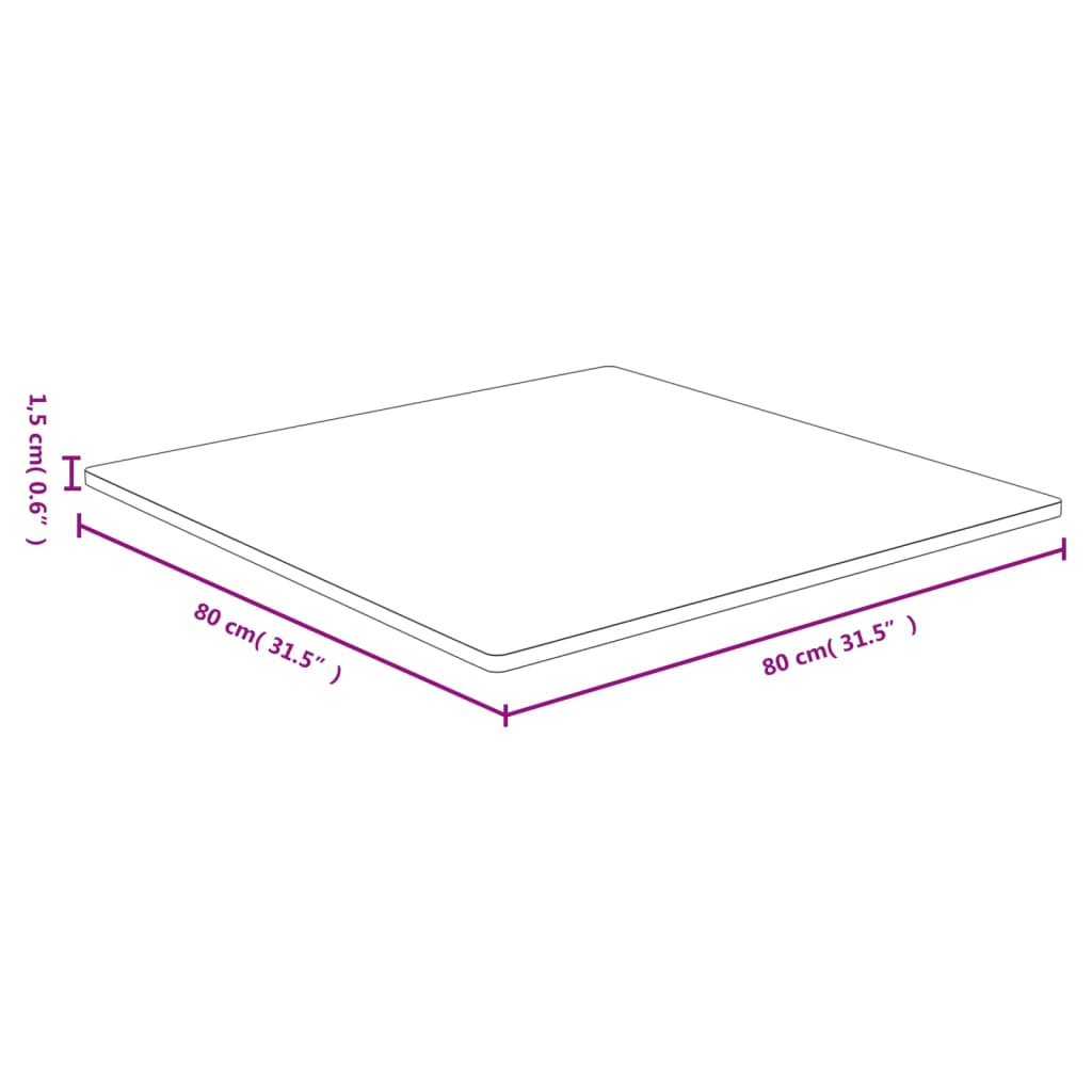 vidaXL Bordplate 80x80x1,5 cm bambus