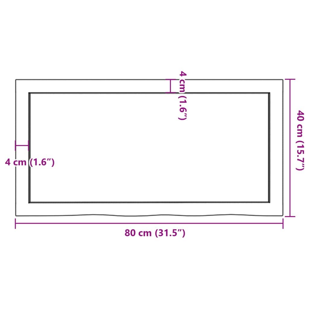 vidaXL Benkeplate til bad mørkebrun 80x40x(2-6) cm behandlet heltre