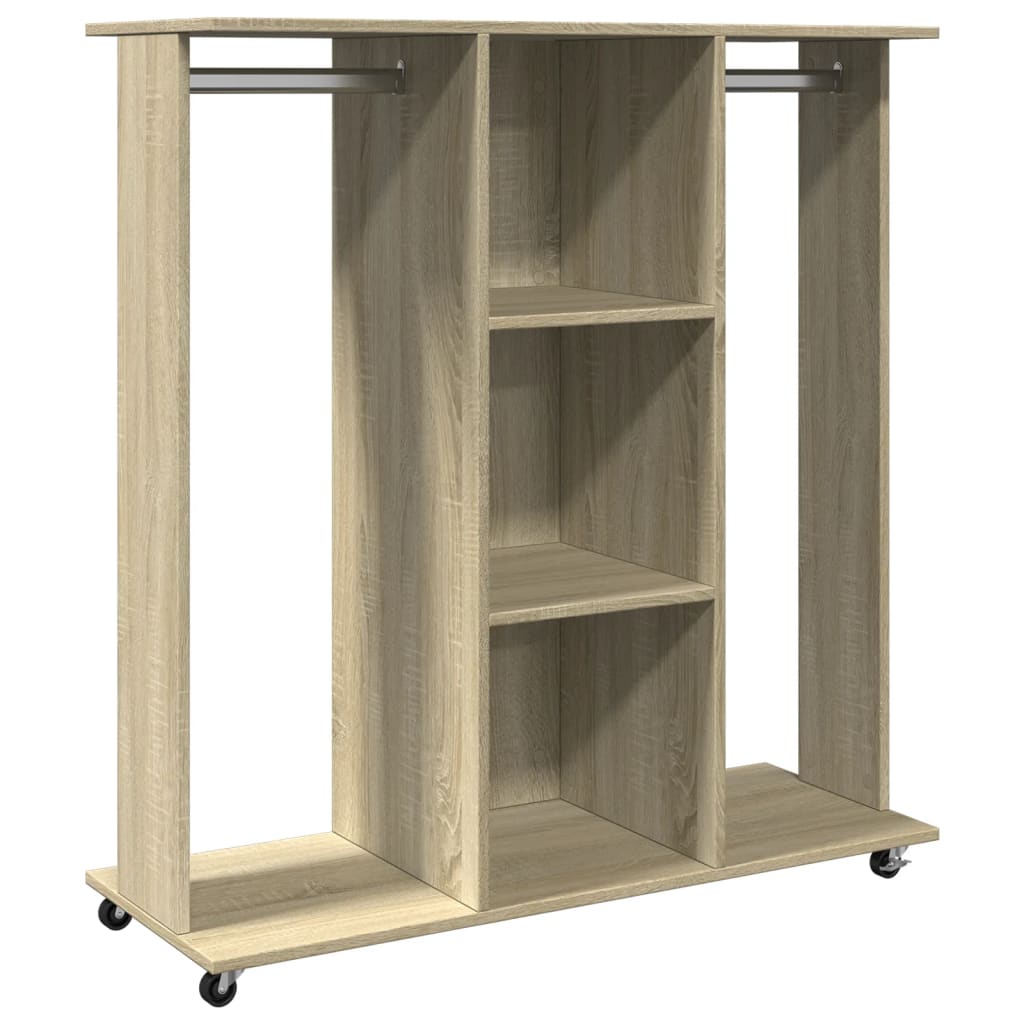 vidaXL Garderobe med hjul sonoma eik 102x38x110 cm konstruert tre