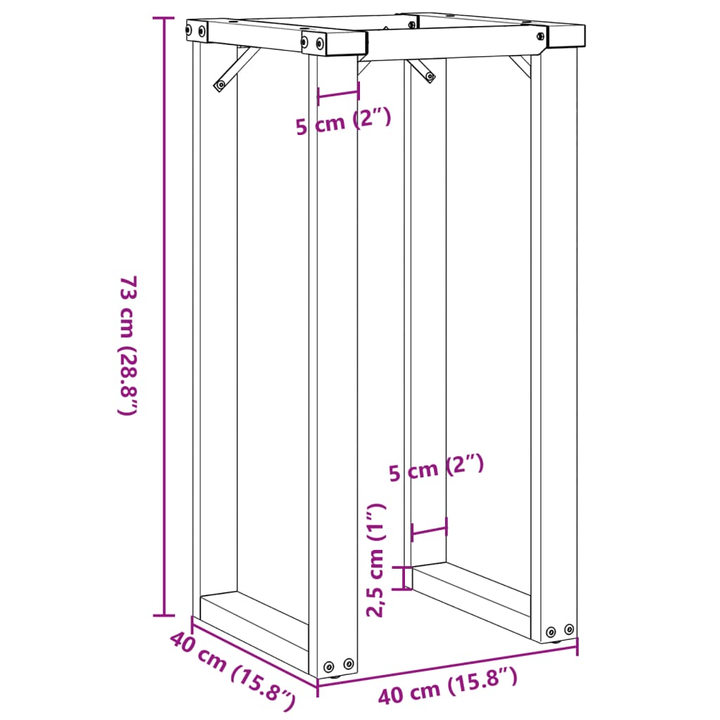 vidaXL Ben for spisebord O-ramme 40x40x73 cm støpejern