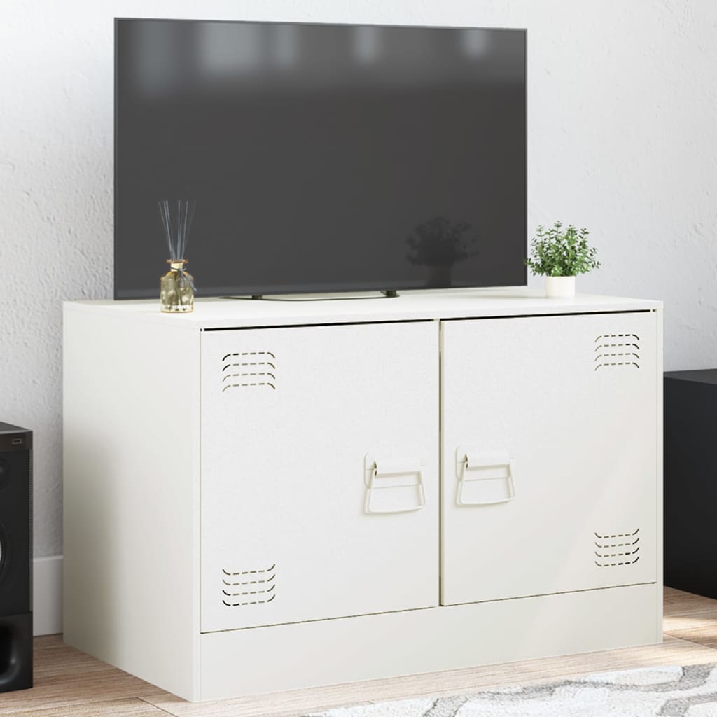 vidaXL TV-benk hvit 67x39x44 cm stål