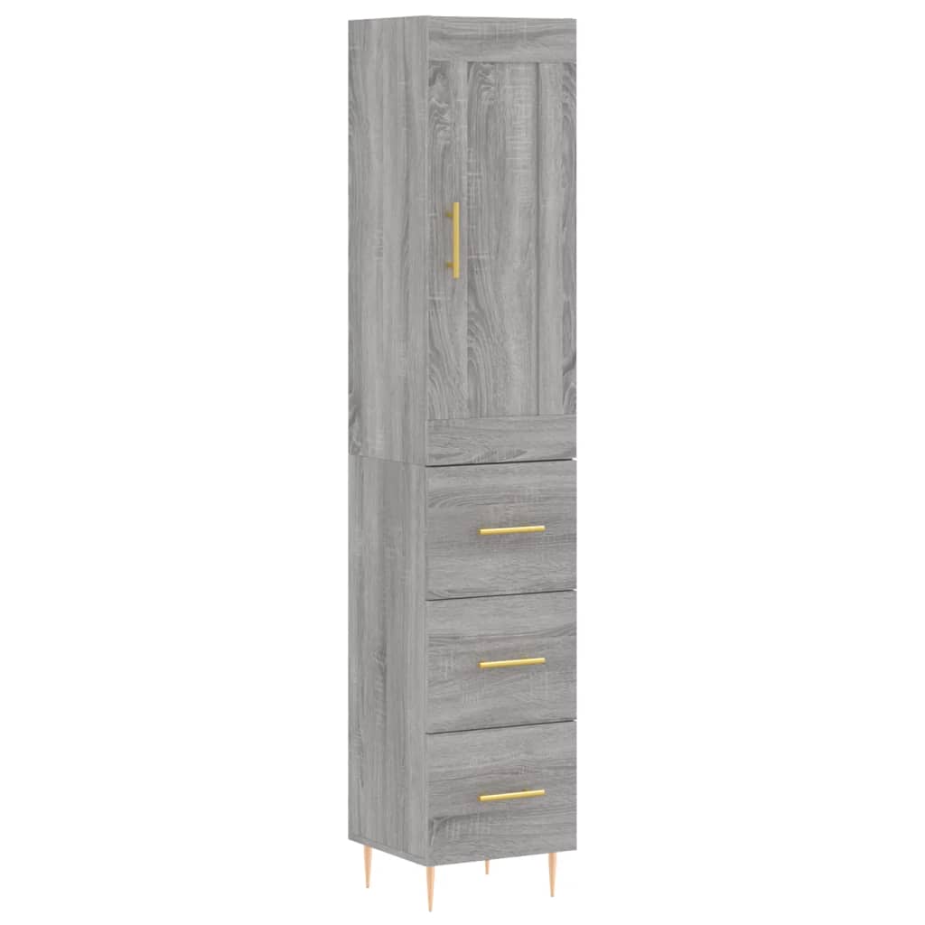 vidaXL Highboard grå sonoma 34,5x34x180 cm konstruert tre