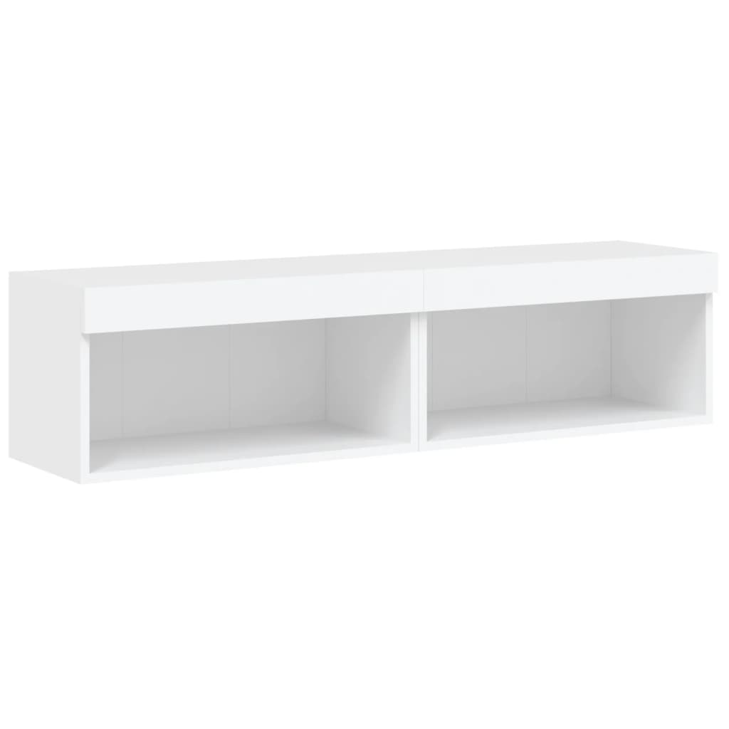 vidaXL TV-benk med med LED-lys 2 stk hvit 60x30x30 cm