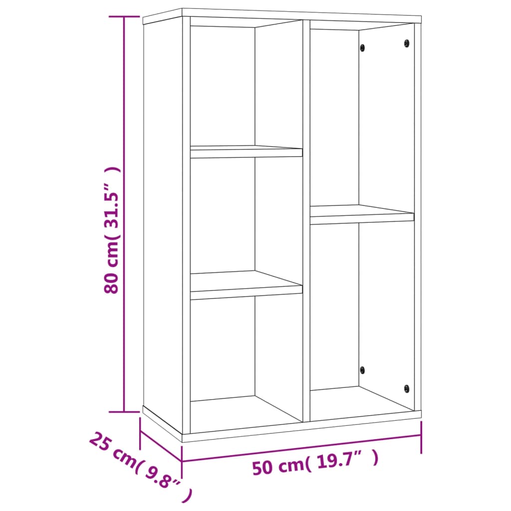 vidaXL Bokhylle/skjenk røkt eik 50x25x80 cm konstruert tre