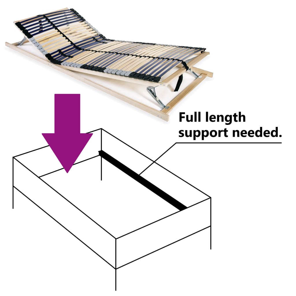 vidaXL Spilebase med 42 lameller 7 soner 90x200 cm