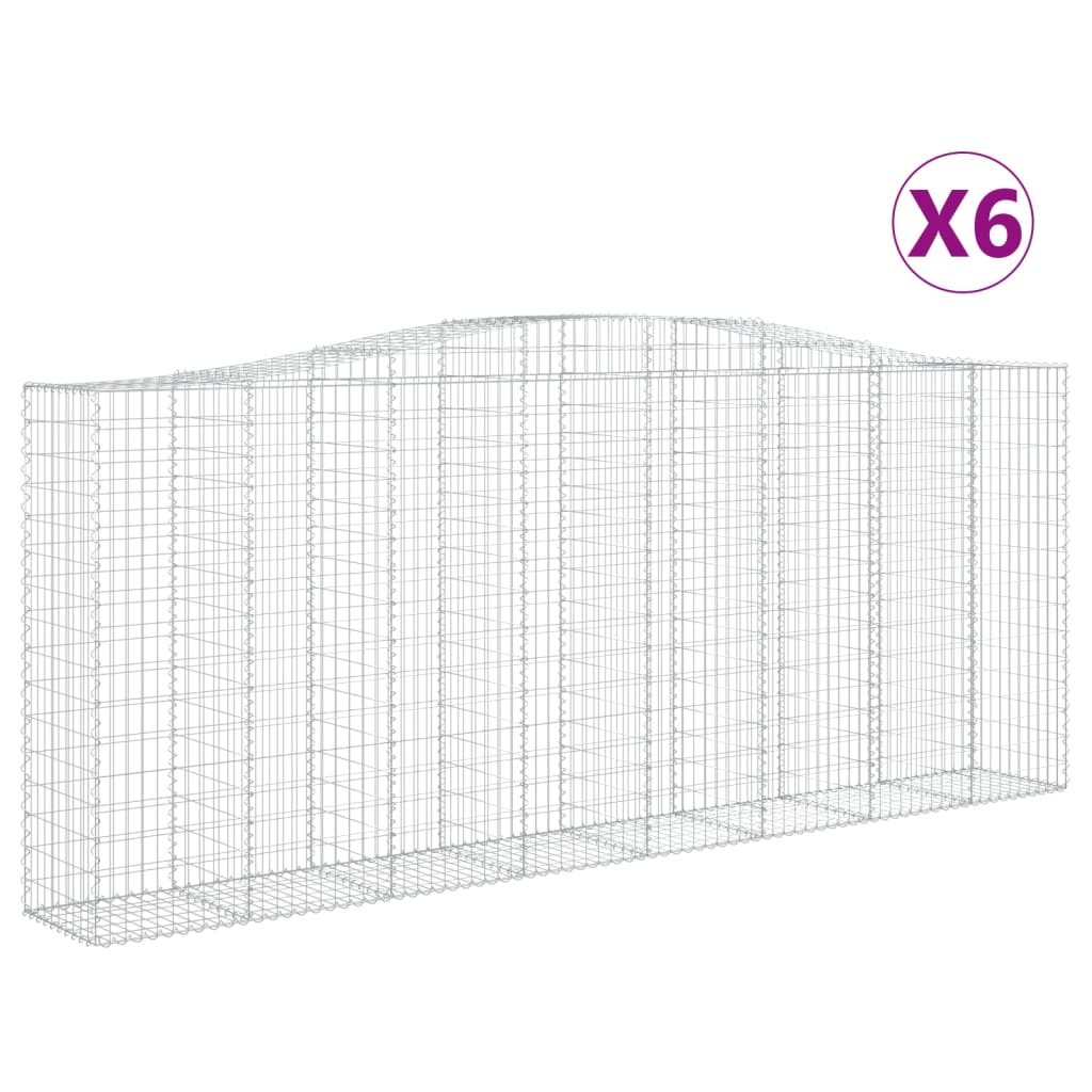 vidaXL Gabionkurver buede 6 stk 400x50x160/180 cm galvanisert jern