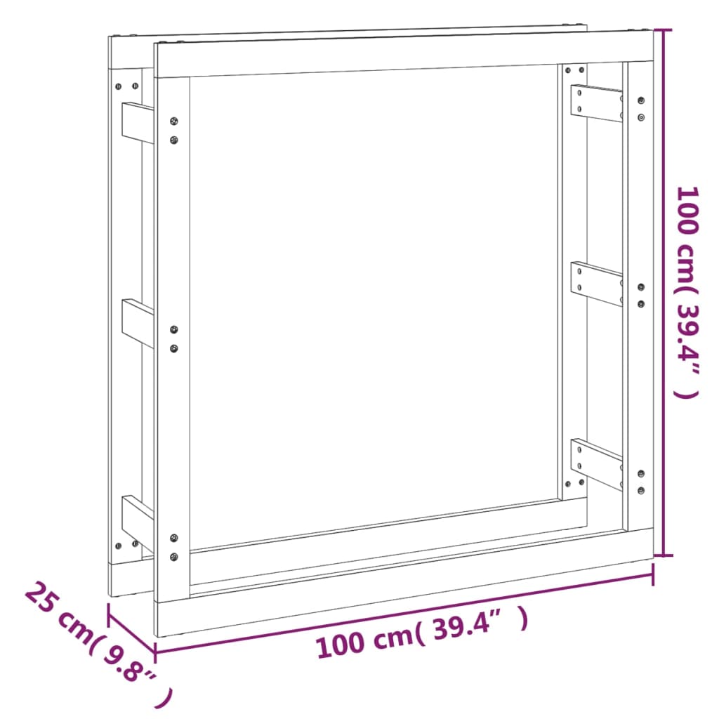 vidaXL Vedstativ grå 100x25x100 cm heltre furu