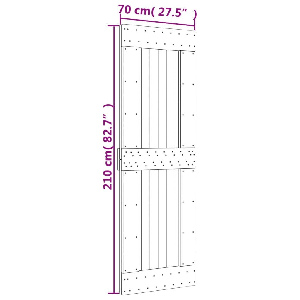 vidaXL Skyvedør med monteringstilbehør 70x210 cm heltre furu