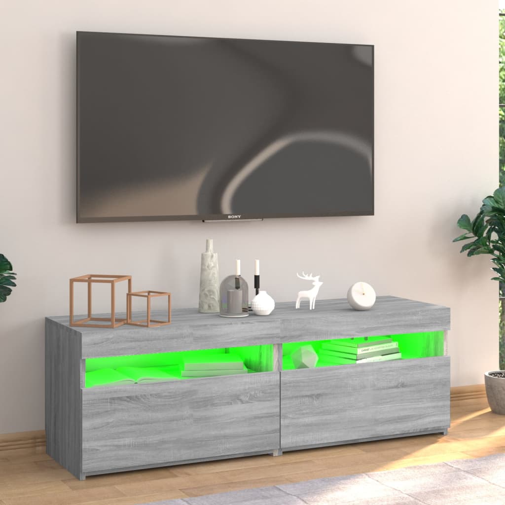 vidaXL TV-benk med LED-lys grå sonoma 120x35x40 cm
