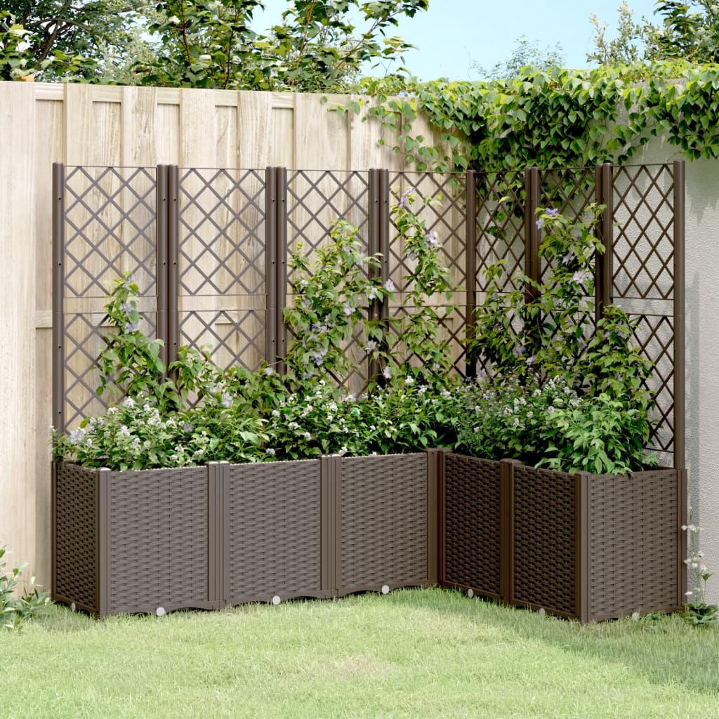 vidaXL Plantekasse med espalier brun 160x120x140 cm PP