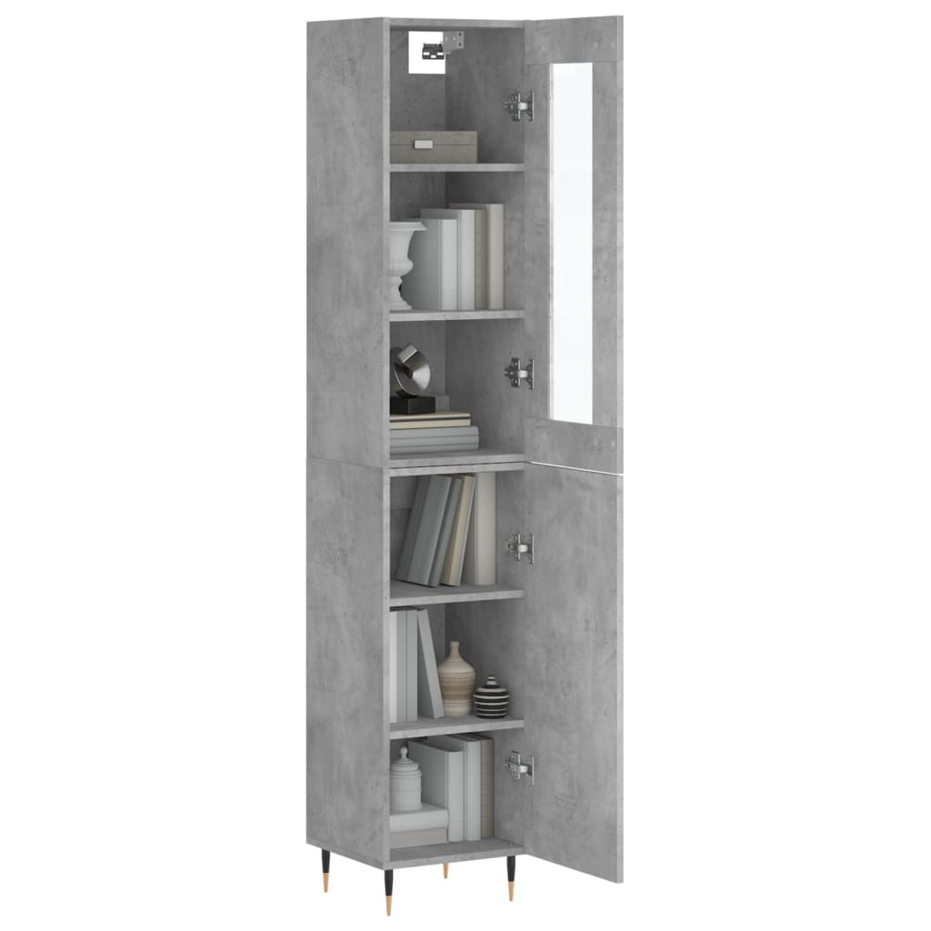 vidaXL Highboard betonggrå 34,5x34x180 cm konstruert tre