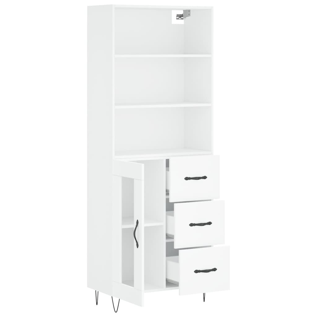 vidaXL Highboard hvit 69,5x34x180 cm konstruert tre