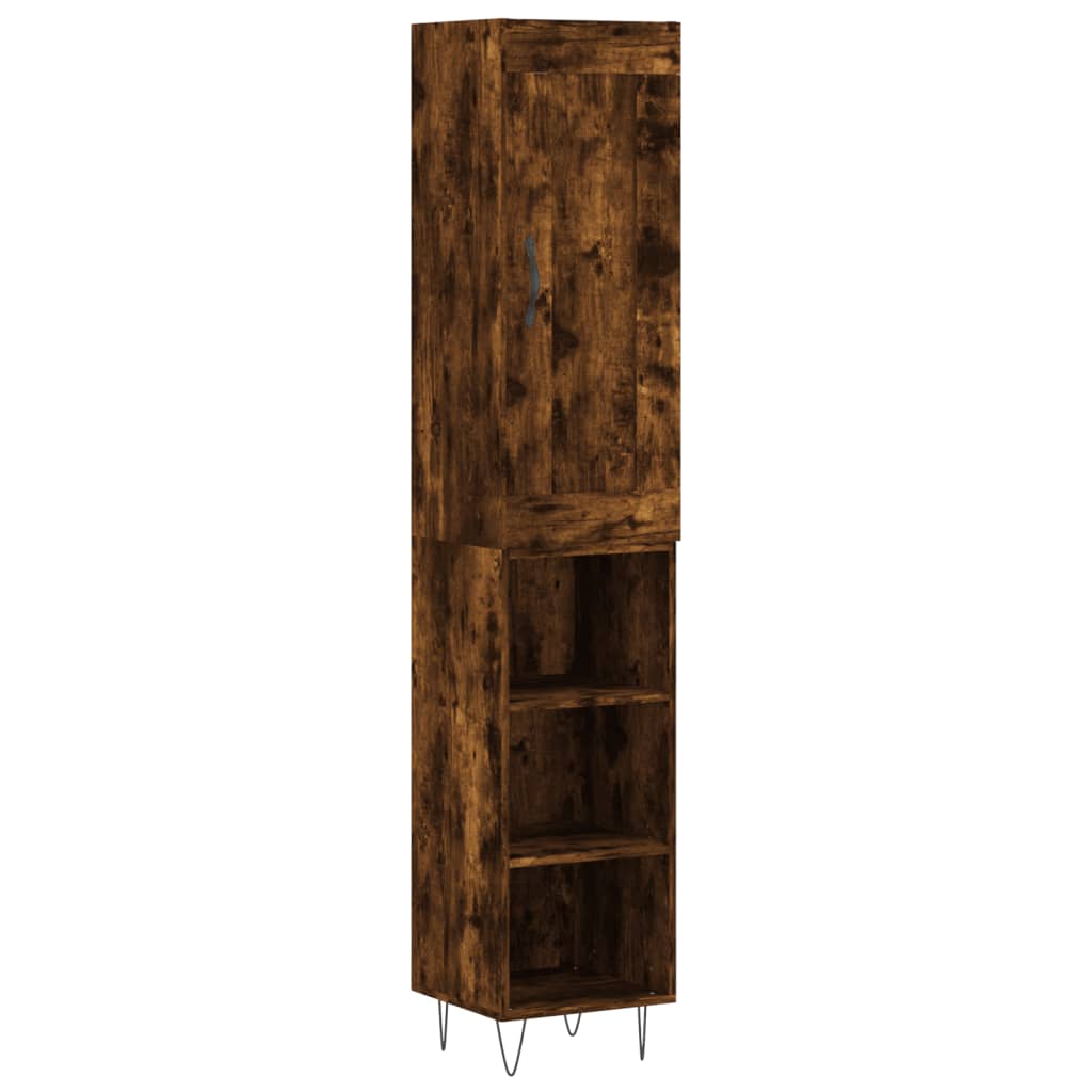 vidaXL Highboard røkt eik 34,5x34x180 cm konstruert tre