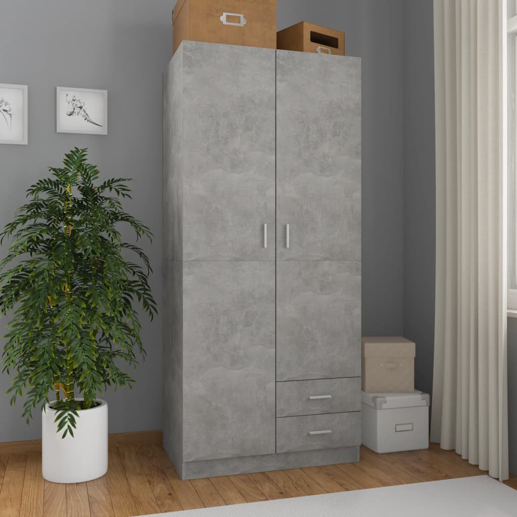 vidaXL Garderobe betonggrå 80x52x180 cm konstruert tre