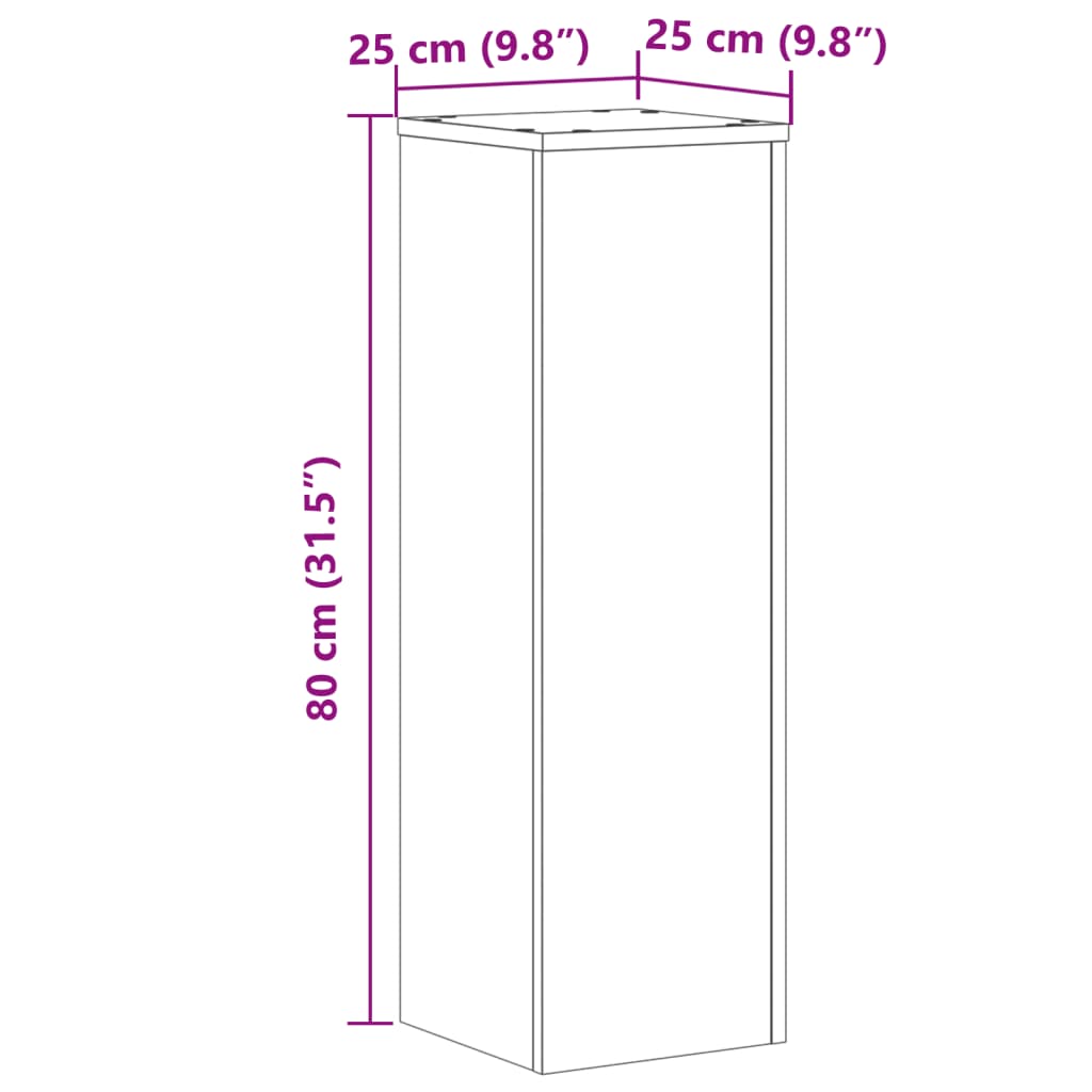 vidaXL Plantestativer 2 stk brun eik 25x25x80 cm konstruert tre