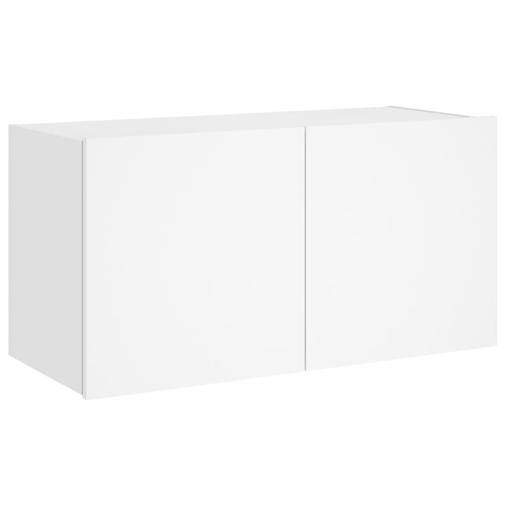 vidaXL Vegghengt TV-benk med LED hvit 80x35x41 cm