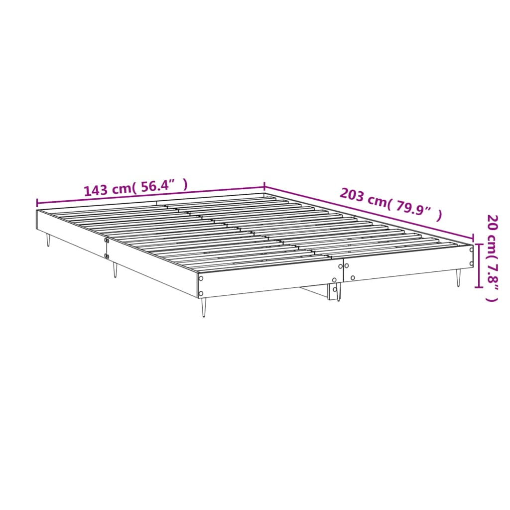 vidaXL Sengeramme uten madrass røkt eik 140x200 cm konstruert tre