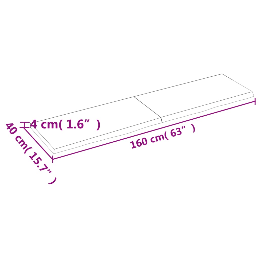 vidaXL Vegghylle mørkebrun 160x40x(2-4) cm behandlet heltre eik