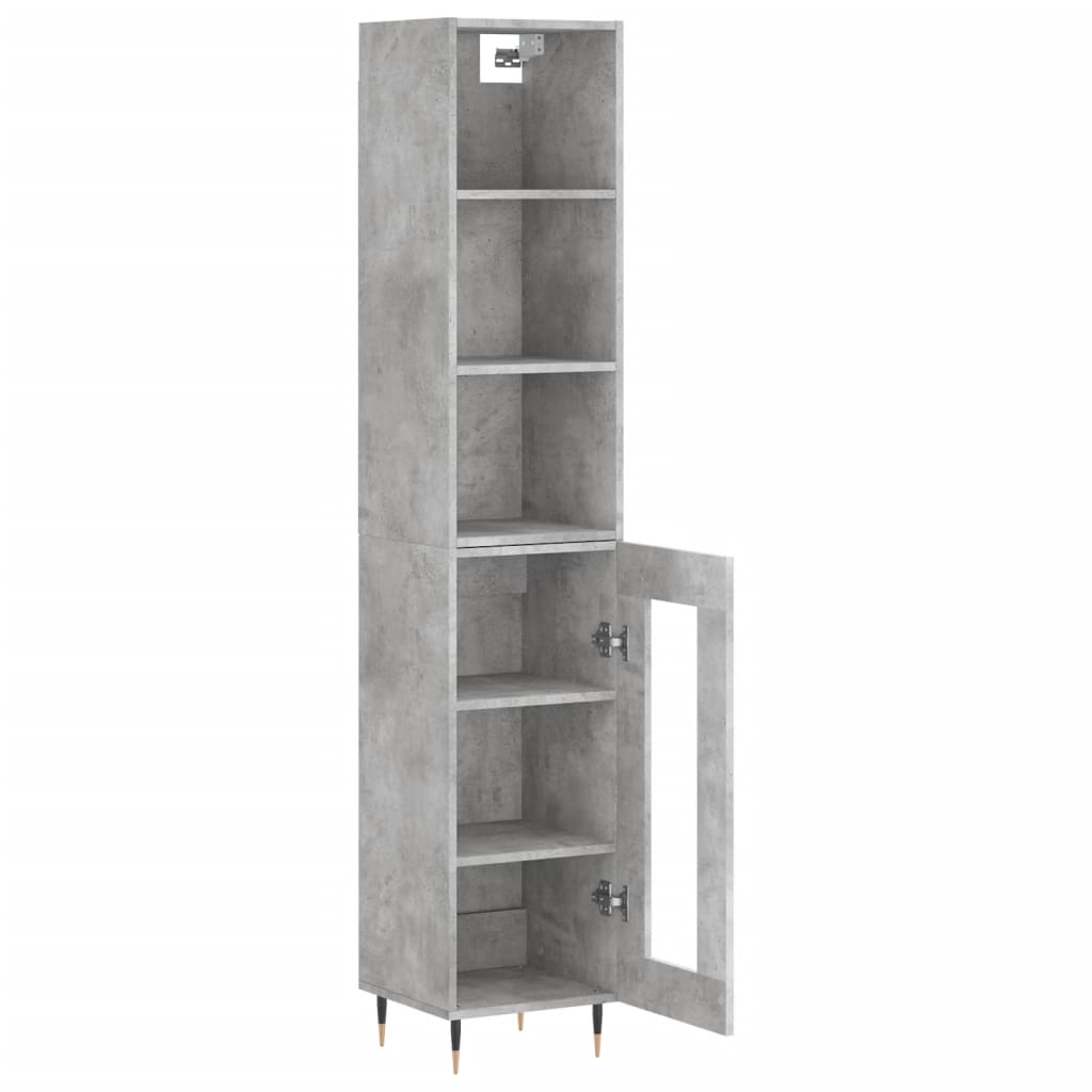 vidaXL Highboard betonggrå 34,5x34x180 cm konstruert tre