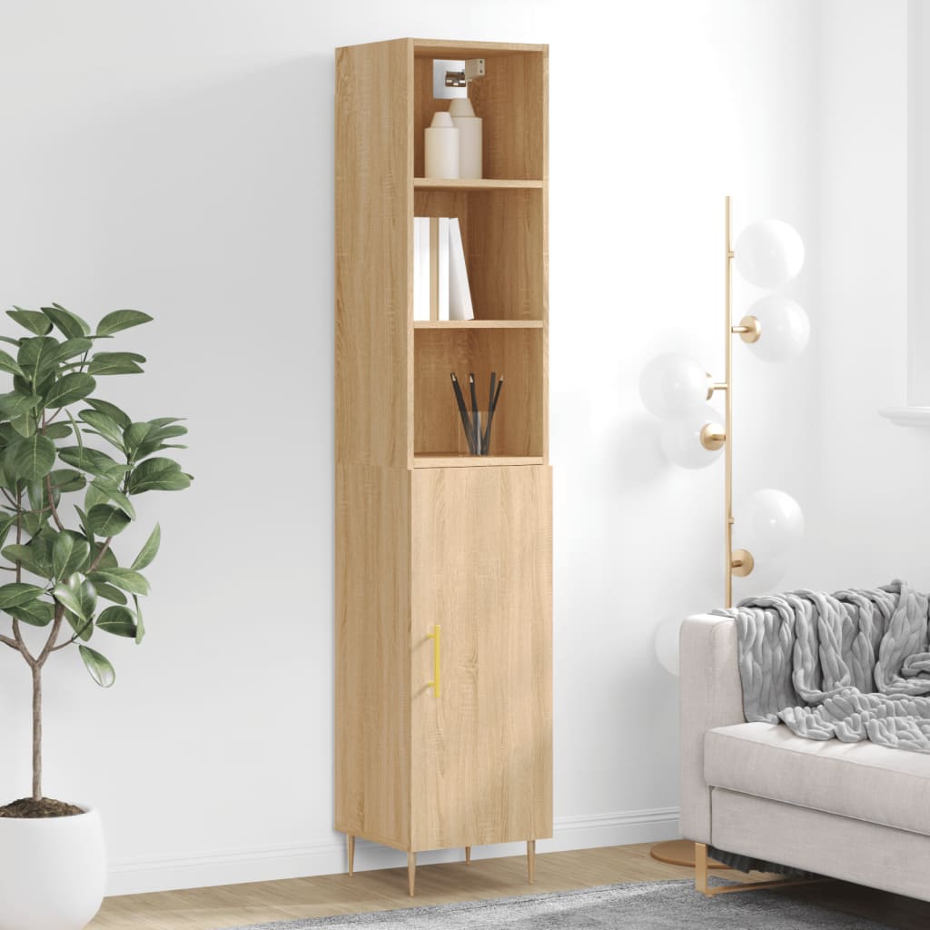 vidaXL Highboard sonoma eik 34,5x34x180 cm konstruert tre