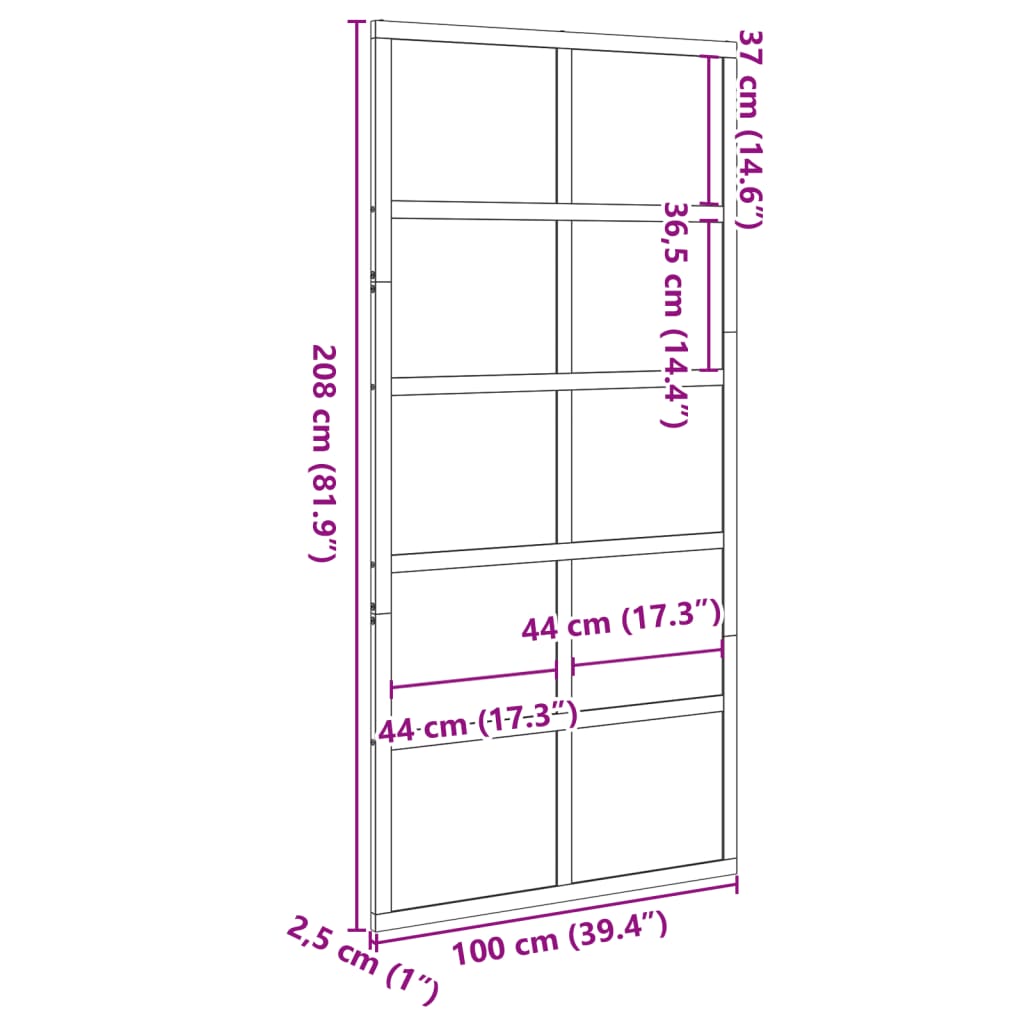 vidaXL Låvedør voksbrun 100x208 cm heltre furu