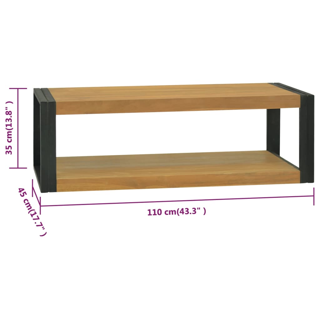 vidaXL Veggmontert baderomsskap 110x45x35 cm heltre teak