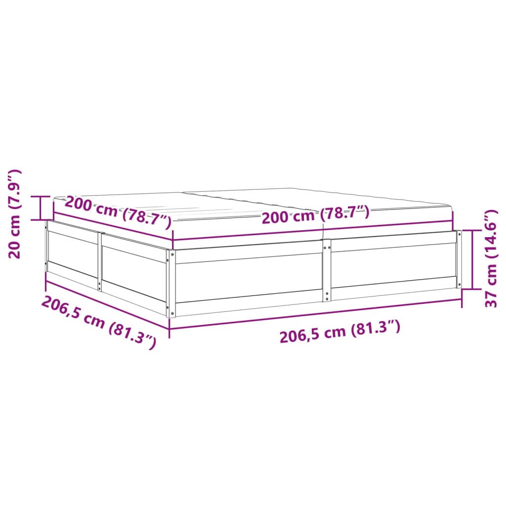 vidaXL Seng med madrass 200x200 cm heltre furu