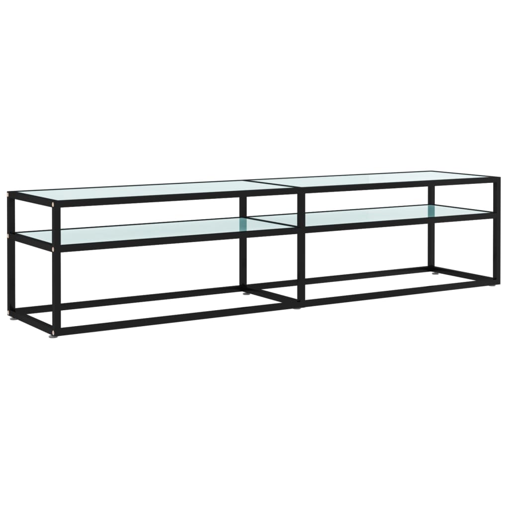 vidaXL TV-benk hvit marmor 180x40x40,5 cm herdet glass