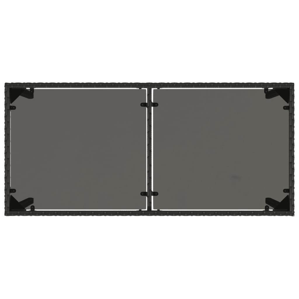 vidaXL Hagebord med glassplate svart 115x54x74 cm polyrotting
