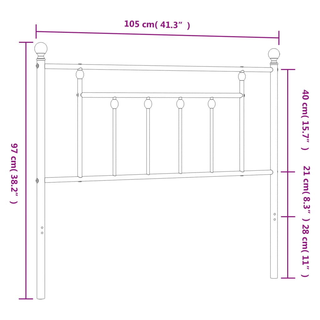 vidaXL Sengegavl i metall hvit 100 cm