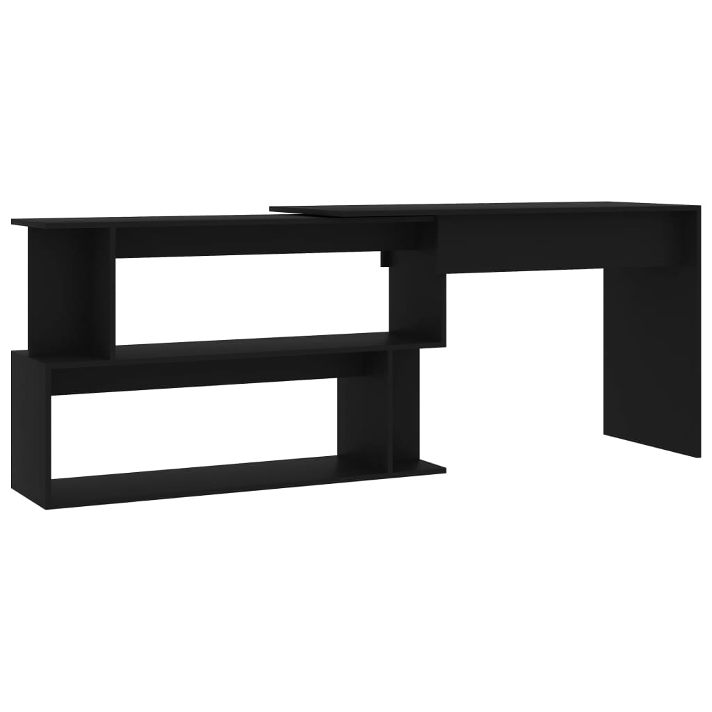 vidaXL Skrivebord for hjørne svart 200x50x76 cm konstruert tre