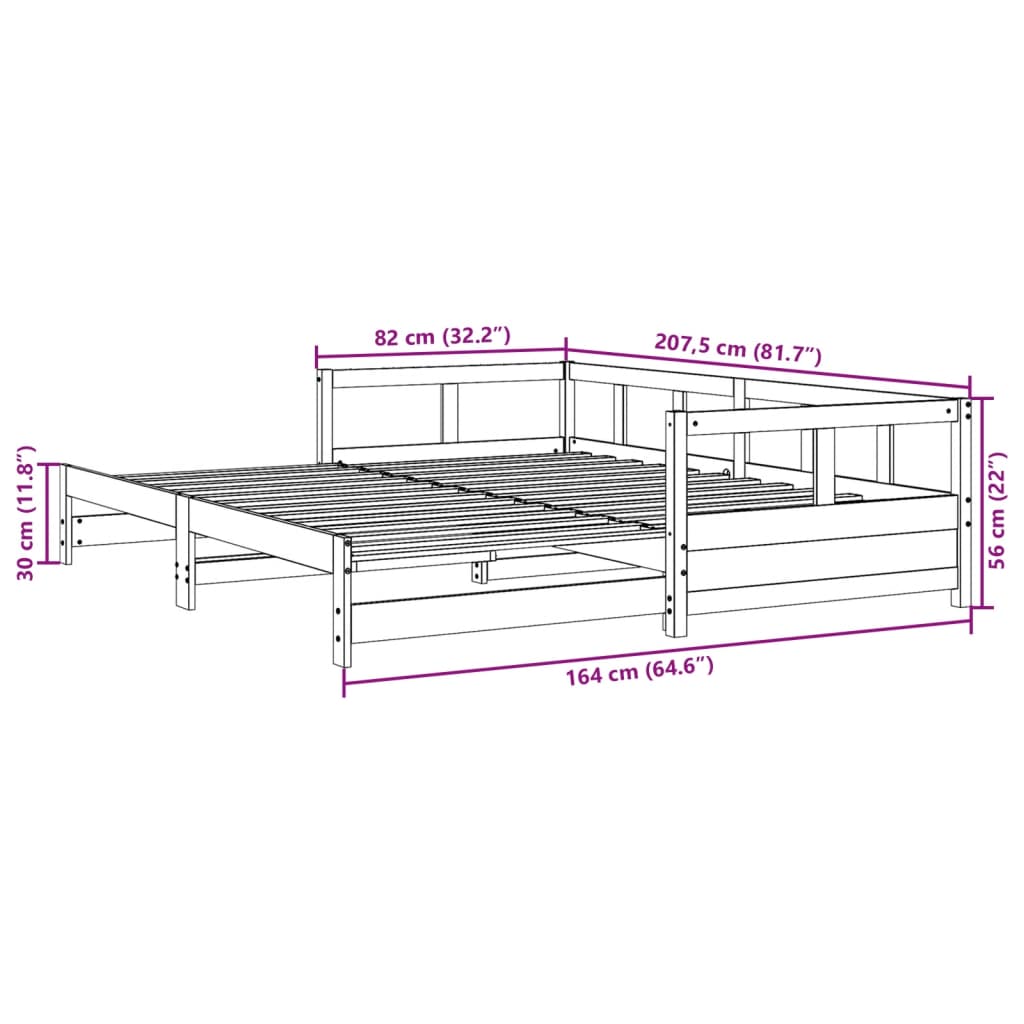 vidaXL Dagseng uten madrass voksbrun 80x200 cm heltre furu