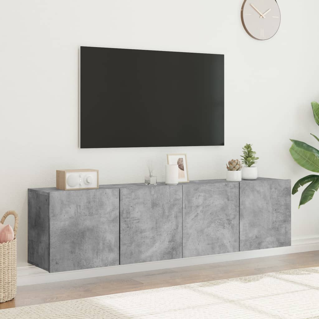 vidaXL Veggmonterte TV-benker 2 stk betonggrå 80x30x41 cm