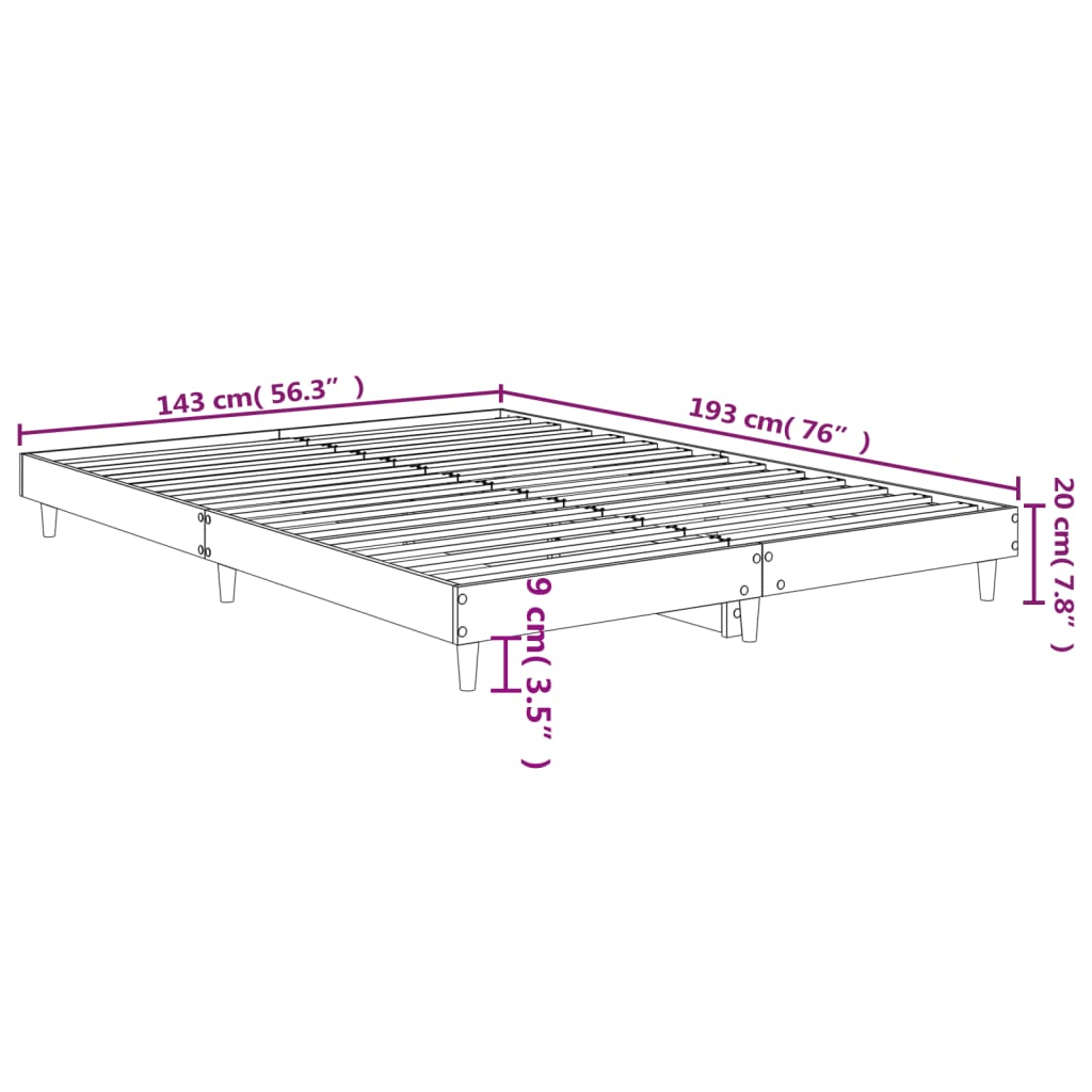 vidaXL Sengeramme uten madrass sonoma eik 140x190 cm konstruert tre