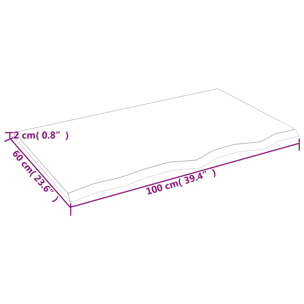 vidaXL Benkeplate til bad mørkebrun 100x60x2 cm behandlet heltre