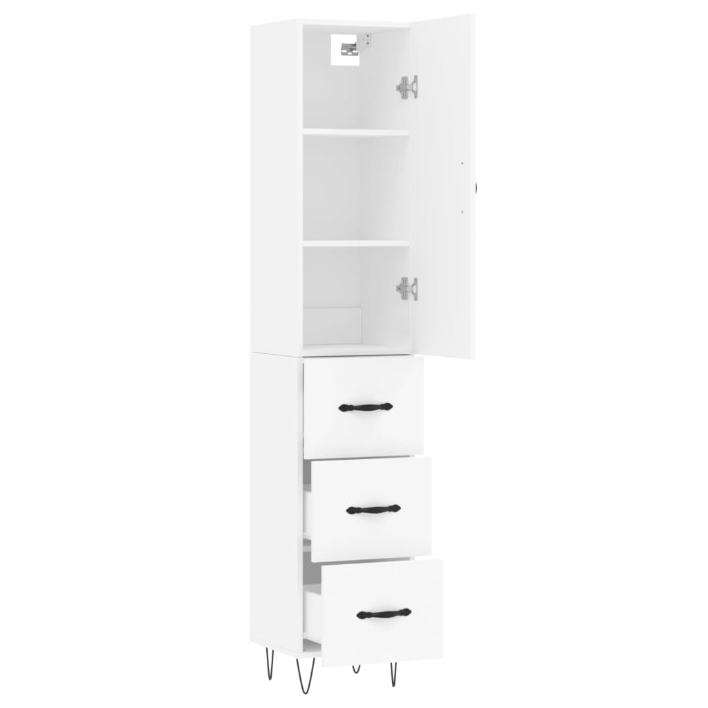 vidaXL Highboard hvit 34,5x34x180 cm konstruert tre