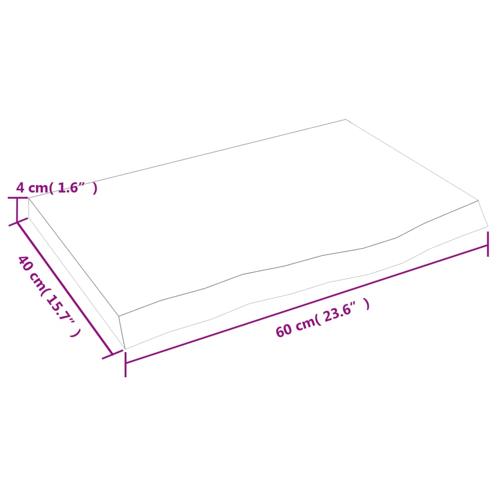 vidaXL Benkeplate til bad lysebrun 60x40x(2-4) cm behandlet heltre