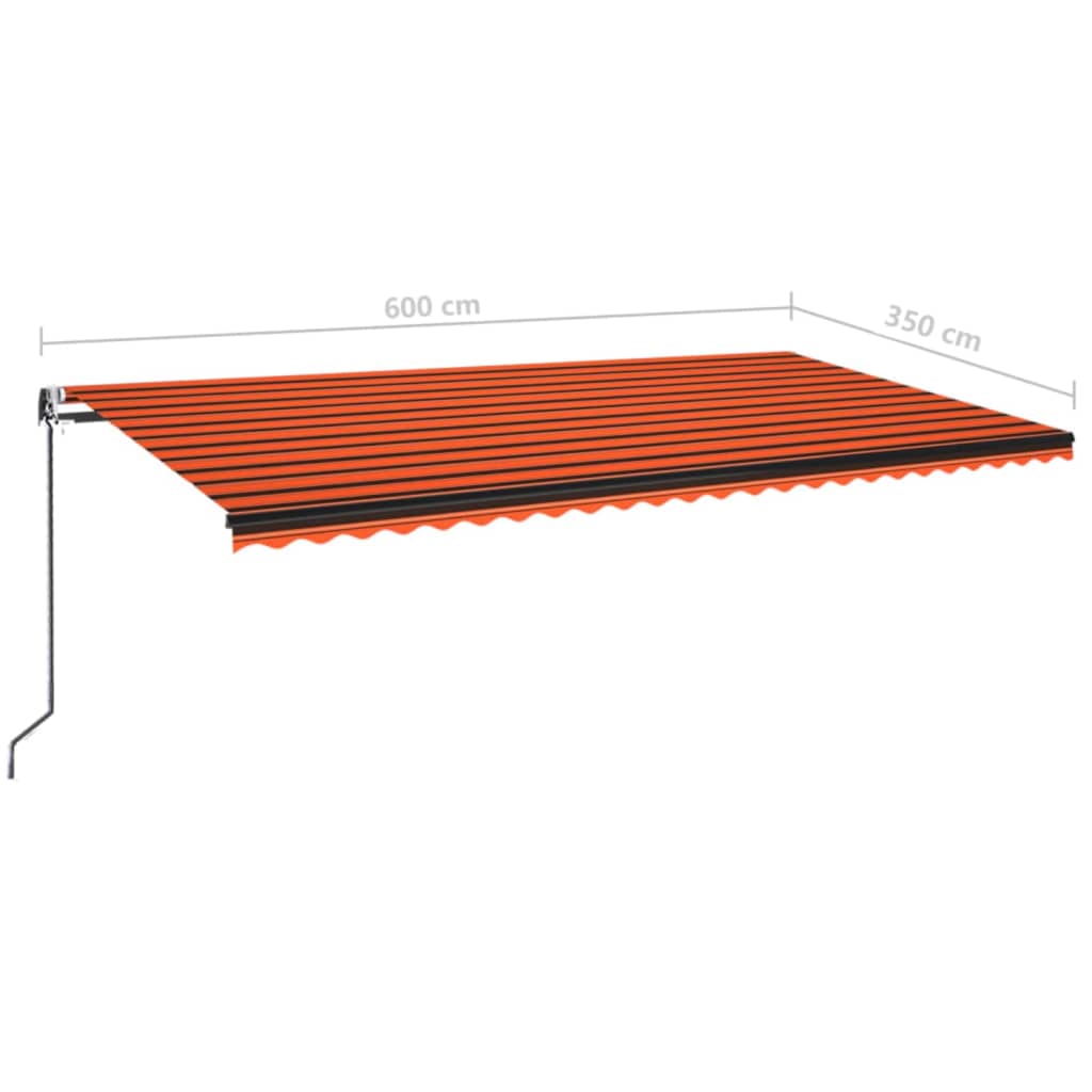 vidaXL Automatisk uttrekkbar markise 600x350 cm oransje og brun