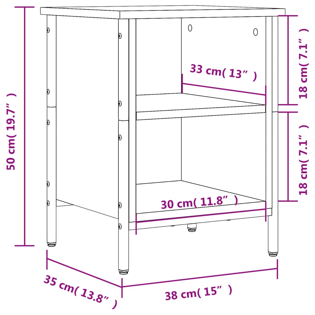 vidaXL Skoskap røkt eik 38x35x50 cm konstruert tre