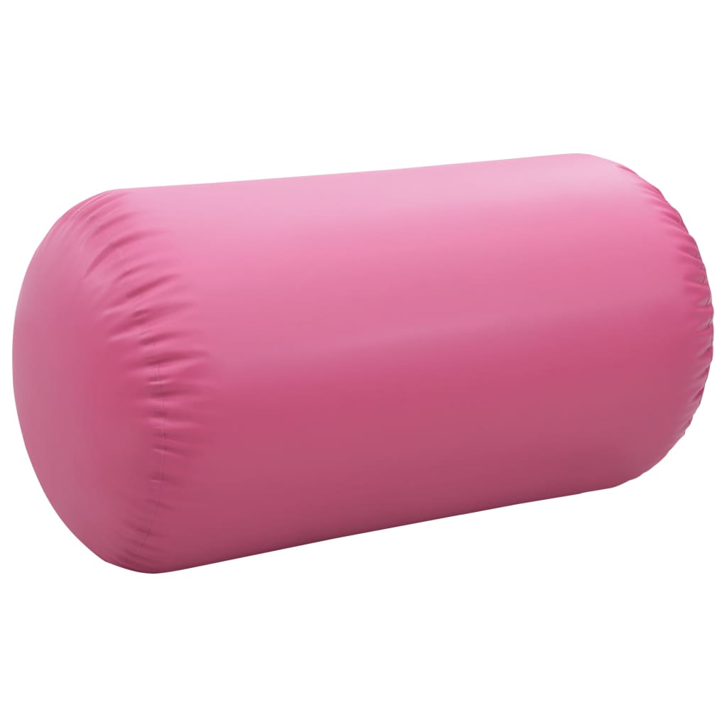 vidaXL Oppblåsbar gymnastikkrull med pumpe 120x75 cm PVC rosa