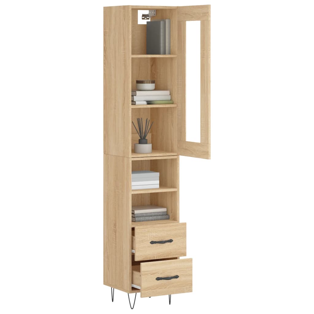 vidaXL Highboard sonoma eik 34,5x34x180 cm konstruert tre