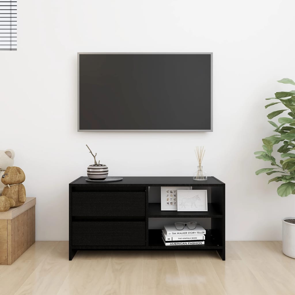 vidaXL TV-benk 80x31x39 cm heltre furu svart