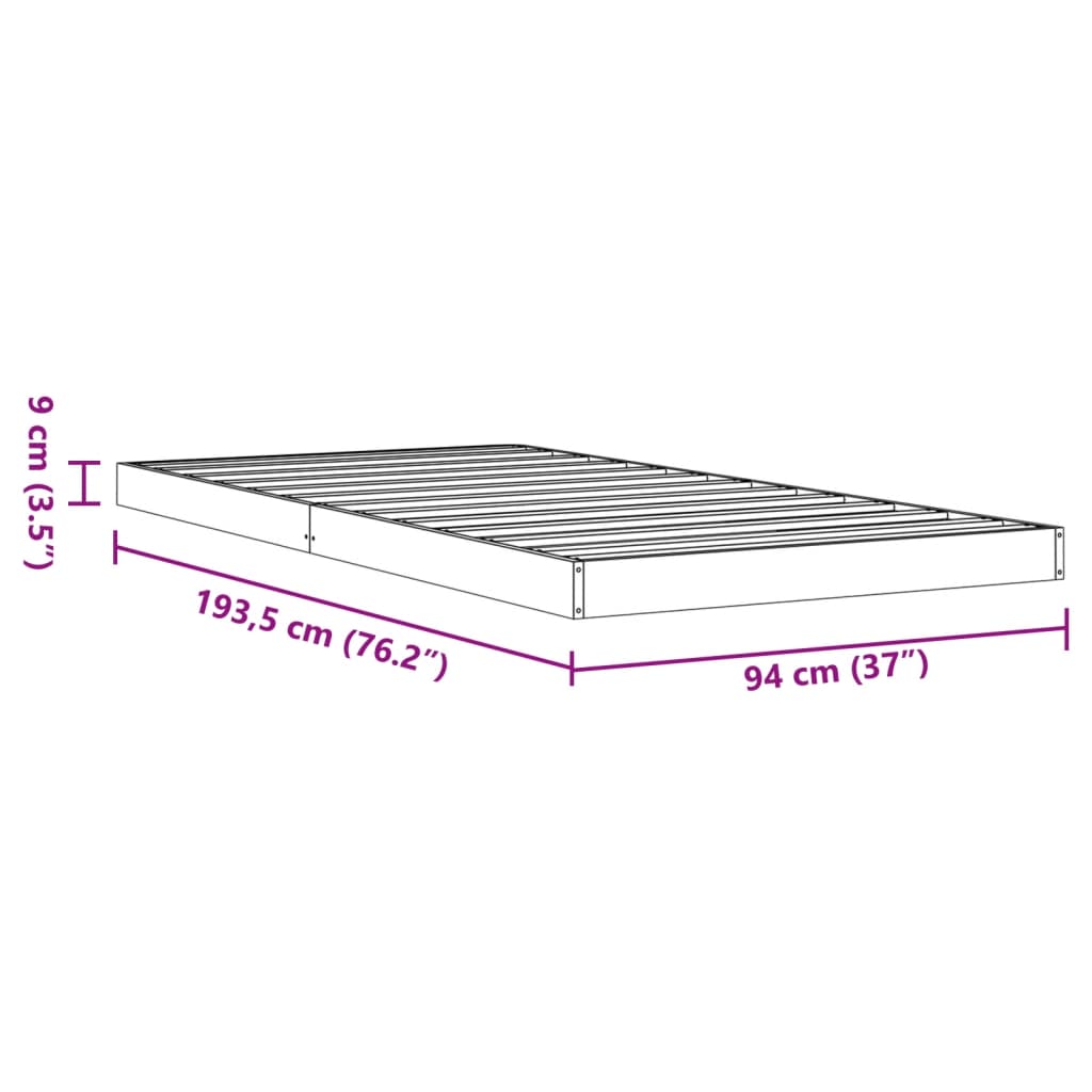 vidaXL Dagseng voksbrun 90x190 cm heltre furu