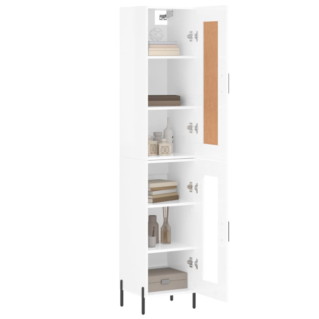 vidaXL Highboard høyglans hvit 34,5x34x180 cm konstruert tre