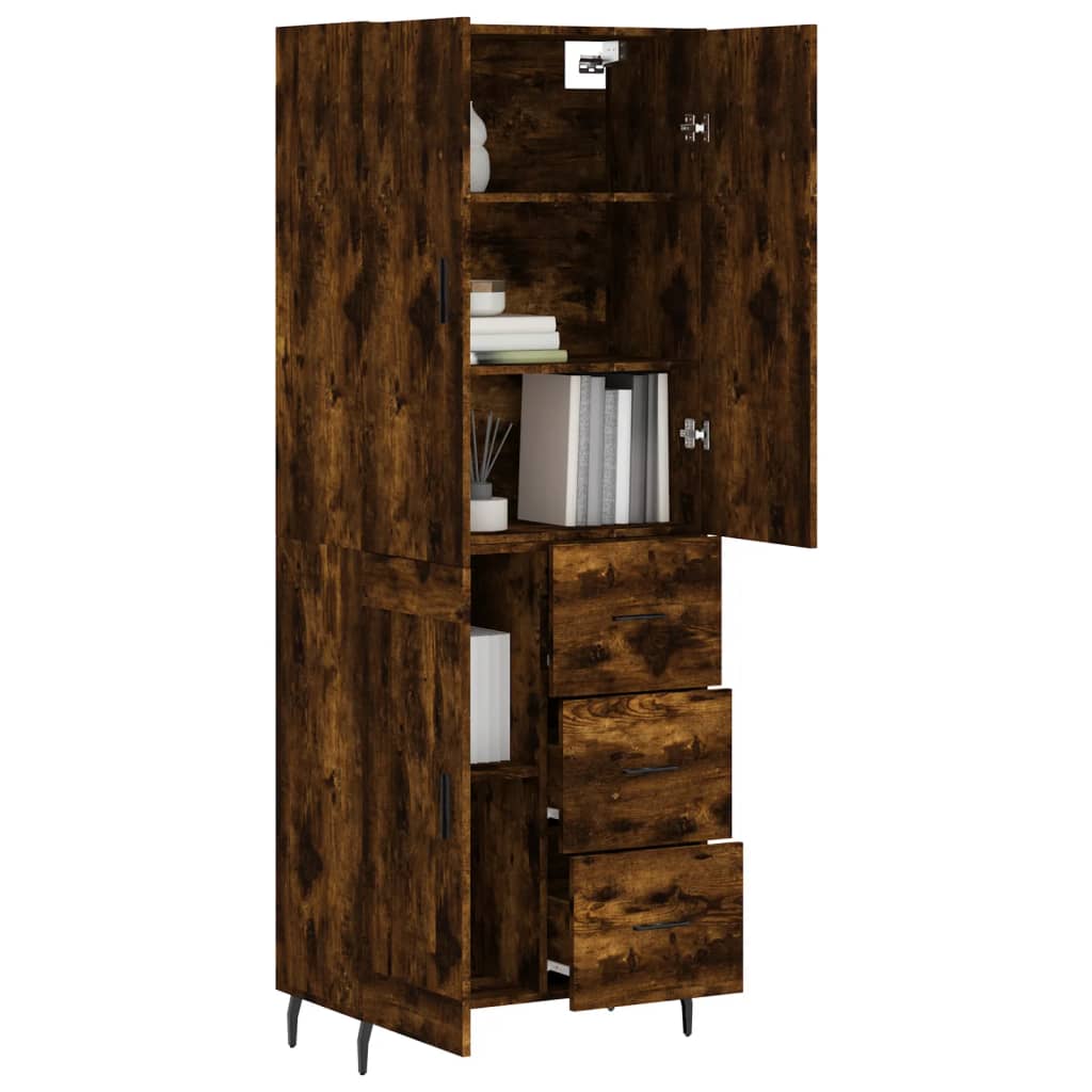 vidaXL Highboard røkt eik 69,5x34x180 cm konstruert tre