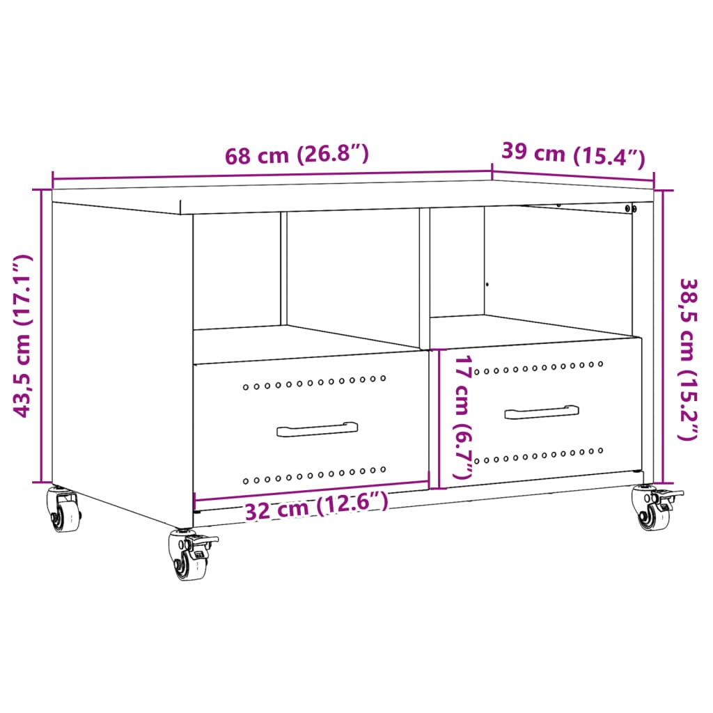 vidaXL TV-benk antrasitt 68x39x43,5 cm stål