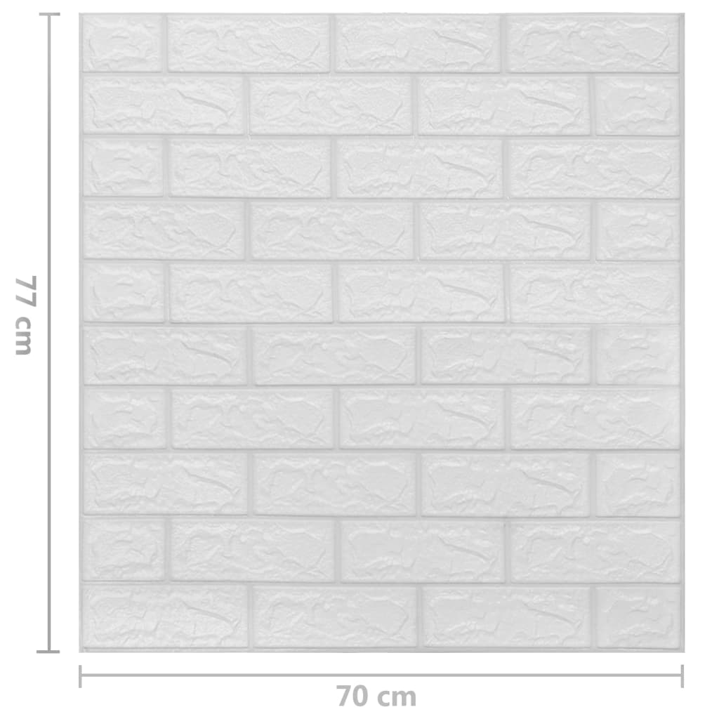 vidaXL 3D-tapet murstein selvklebende 40 stk hvit