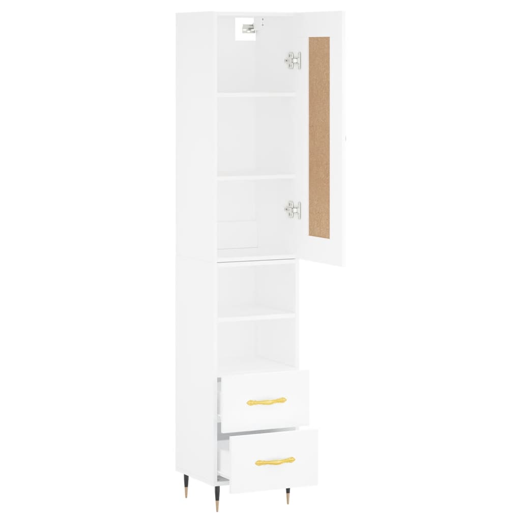 vidaXL Highboard hvit 34,5x34x180 cm konstruert tre